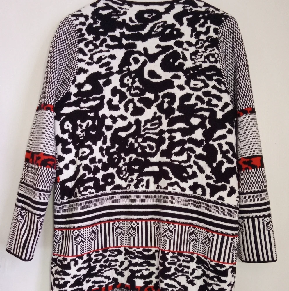 Chico's Black and Red Mixed Patterned Cardigan - Picture 9 of 10